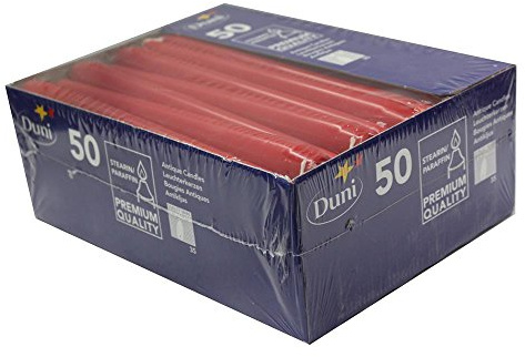Duni Leuchterkerzen Rot, 25 x 2,2 cm, ca. 7 Std (50er Packung)