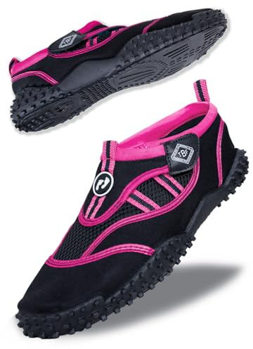 Two Bare Feet Rockpool Aqua Shoes – Lightweight, Quick-Drying Water Shoes for Men, Women & Kids – Perfect for Beach, Pool, Water Sports, and Outdoor Activities (Pink (Rockpool), UK5)
