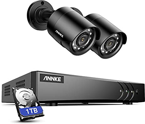 ANNKE E200 CCTV Camera System, 4 Channel 3K Lite Surveillance DVR with 2x 1080p Dual-Light Cams and 1TB Hard Drive, Smart Human & Vehicle Detection, Color Night Vision, IP67 Weatherproof