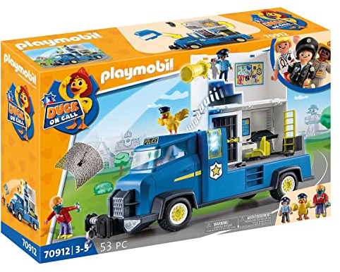 PLAYMOBIL Duck ON Call 70912 Polizei Truck mit Zentrale, Licht und Sound, Spielzeug für Kinder ab 3 Jahren