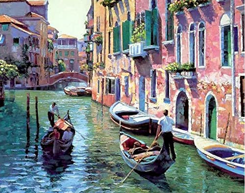 Zdklfm69 Malen nach Zahlen Ölgemälde nach Zahlen Ölgemälde Farbe zum Zeichnen nach Zahlen auf Leinwand Venedig Landschaft Wohnkultur Geschenk 40x50cm