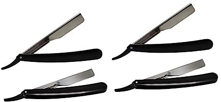FRCOLOR 4 Pièces Rasoir De Sûreté Rasoir Droit Professionnel Rasoir Sécuritaire Rasoir De Barbier Pliant Rasoir Manuel Tondeuse à Barbe Pliante Homme Acier Inoxydable Positionner