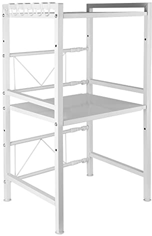 MAYMA Meuble Rangement de Cuisine Support Four Micro-Ondes avec 3 Niveaux d'étagère Extensible en Hauteur & Largeur,avec 3 Crochets Parfaits,accrocher Vos ustensiles de Cuisine