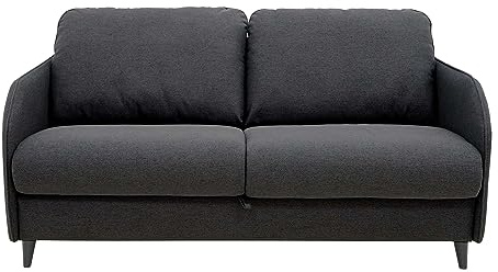 Bestmobilier Cosmos - 3-Sitzer Schlafsofa - tägliche Schlafgelegenheit Matratze 11 cm - aus Stoff Anthrazitgrau