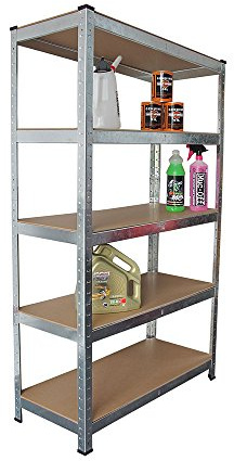 Panana 5 Tier Heavy Duty Boltless Metal Shelving Storage Rack Shelf for Garage Home 150cm x 70cm x 30cm (Silver)