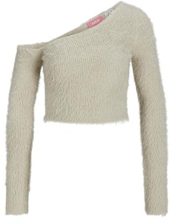 JJXX dam Jxheidi One Shoulder stickad topp, Fjädergrå, XL