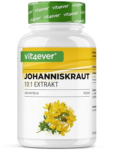Hierba de San Juan -240 cápsulas con 500 mg de extracto de 5000 mg de Hierba de San Juan pura - Extracto natural 10:1 - Dosis alta - Vegano