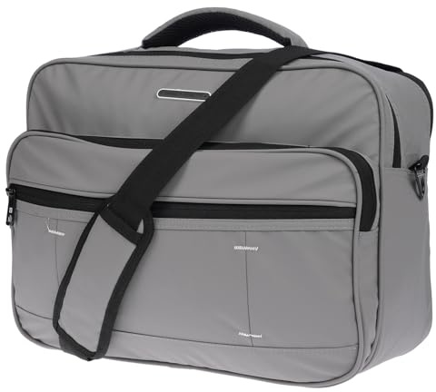 Christian Wippermann Borsa a tracolla da uomo XXL per assistenti di volo, borsa da lavoro da 17 pollici, grigio., 40 x 30 x 20 cm (BxHxT), Tracolla