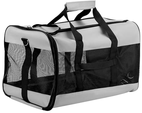 QWORK® Transporttasche mit Optimalem Luftstrom für Katze und Hund bis 10kg - 48x30x30 cm - Haustier-Tragetasche Tragbare und Waschbar