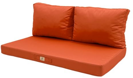deco arts Coussins pour Salon de Jardin Déhoussable - Coussins extérieur - 120x60 cm - Coussin de Remplacement pour Fauteuil, Banc & Chaise d'extérieur - Imperméable & Confortable - Orange