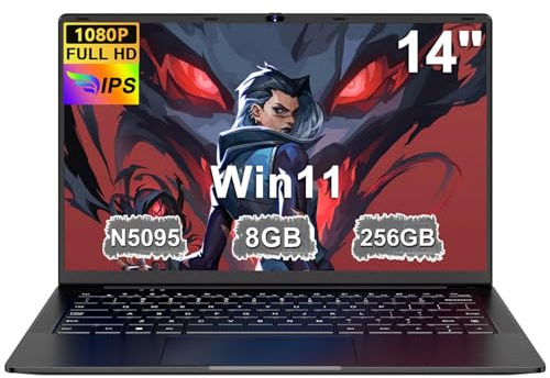 Pc Portatile 14 Pollici Win11 Notebook Celeron N5095 Upto 2,9 GHz Laptop 8GB RAM 256GB SSD TF 1TB LPDDR4 5G WiFi 1920*1080 FHD USB 3.0 Portatile QWERTY Tastiera Film Italiana - Nero Corpo in Metallo