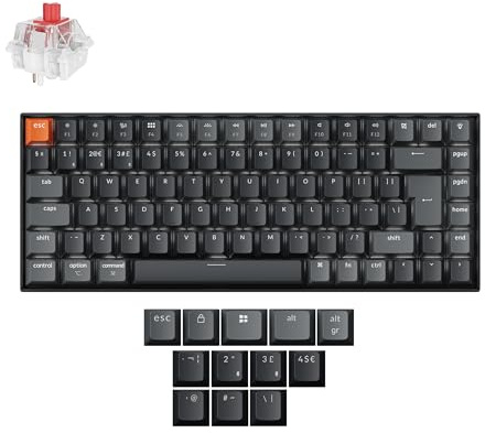 Keychron K2 QMK Custom Wireless Bluetooth/Wired Mechanical Keyboard, Programmable Macro, White Backlight Super Red Switch for Mac/Windows/Linux(Version 3) - UK Layout