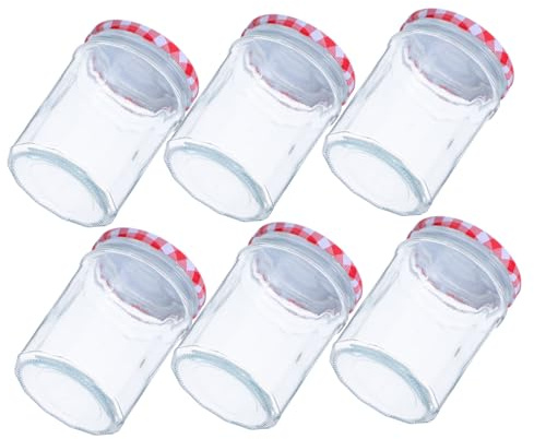 STOBAZA 6pcs Glass Storage Bottle Airtight Lid Hexagon Shape Jam Jars for Pickling Spices