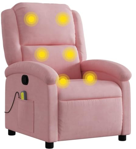 vidaXL Poltrona Massaggiante Reclinabile Rosa in Velluto