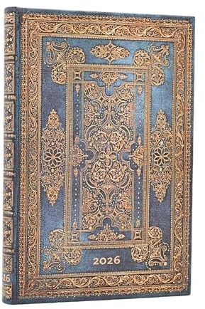 Paperblanks | 2026 Blue Luxe| 12-Monatskalender | Mini | Horizontal | Elastikband-Verschluss | 160 Pg | 100 GSM