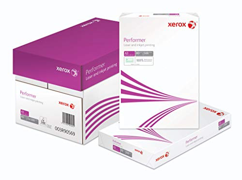 Xerox 003R90569 Performer Kopier-/Drucker-/Universalpapier, DIN A3, 80 g/m², Karton mit 5 Pack a 500 Blatt, weiß, A3(297 x 420 mm), 003R90569B