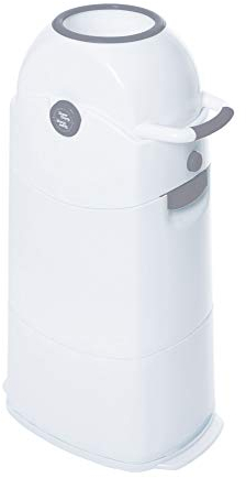 DIAPER CHAMP Medium - geruchsdicht - OHNE Nachfüllkassetten - Einhandbedienung - funktioniert mit normalen herkömmlichen Tüten, Müllbeutel - für ca. 50 Windeln - weiß,silber