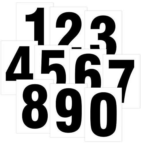 Set mit Zahlen 0 bis 9 schwarz auf weiß 12 cm hoch wetterfest als Aufkleber Regalbeschriftung Klebebuchstaben 80 x 120 mm