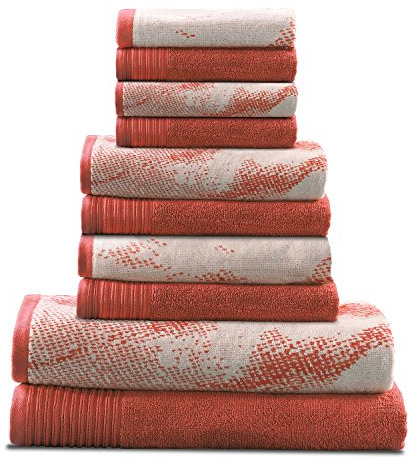 Handtuch-Set aus erstklassiger Baumwolle, 10-teilig, einfarbig und marmoriert, umfasst 2 Badetücher, 4 Handtücher, 4 Waschlappen, weiches, saugfähiges, dekoratives