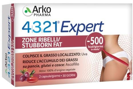 Arkopharma 4321 Expert Zone Ribelli - Integratore Alimentare - Per Pancia, Glutei e Cosce - Complesso di Ascofillo e Uva - 1 Confezione da 60 Capsule