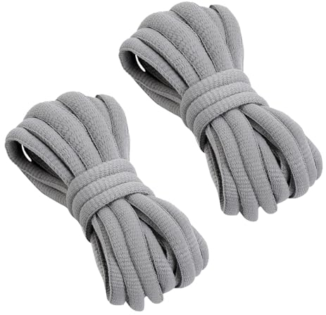 VSUDO 120 cm Cordones Gris Claro Ovalados para Zapatillas, Cordones Zapatillas Gris Claro de Baloncesto, Oval Light Gray Shoe Laces, Cordones de Zapatos Gris Claro (1 Par-Gris Claro-120cm)