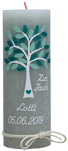 christ-kerzen Taufkerze LOTTI Junge oder Mädchen mit Name und Datum, individuell und handverziert 1307