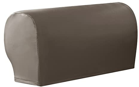 vctops Waterproof Faux Pu Leather Armrest Covers Vintage Stretch Arm Covers for Chairs Couch Sofa Armchair Slipcovers for Recliner Sofa 2pcs, Greyish Brown