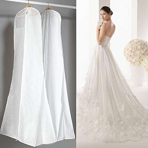 2Pcs Funda para Vestido de Novia Resistente al Polvo y Manchas - Bolsa de Ropa Plegable y Espaciosa para Proteger tus Trajes de Fiesta