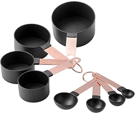 BATLAM 8pcs/set Rose Gold Measuring Spoons Cups Set Retro Baking Measuring Tools With Scale Stainless Steel Kitchen Accessories Gadgets (Color : Light Yellow) (Orange)