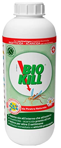 Biokill Insetticida Biologico di Piretro Naturale a Base Acquosa | Flacone Ricarica da 1 litro Bio Kill
