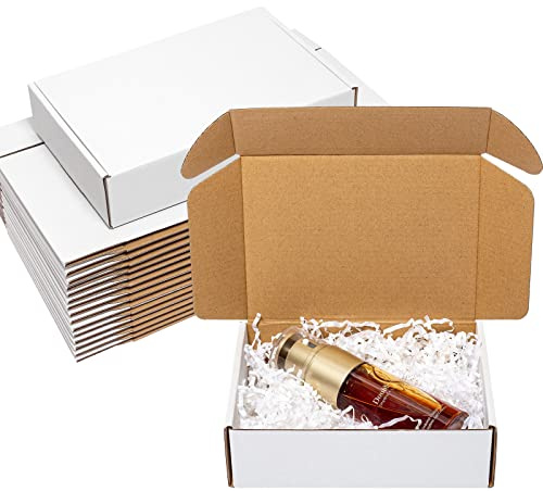 Wowxyz Shipping Boxes 7x5x2 25 Pack - White Corrugated Cardboard Box Mailers for Small Business, Literature Mailer Box Packaging Supplies