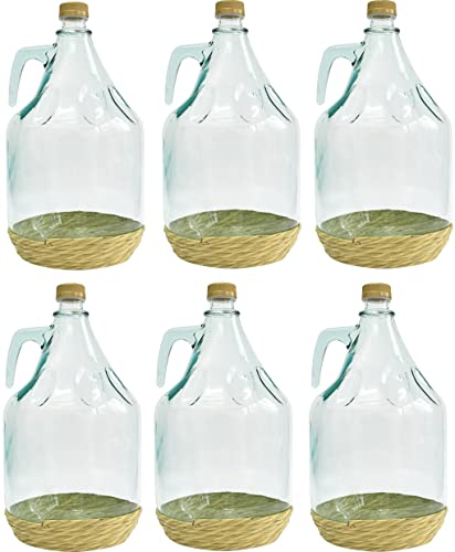lilawelt24 3L Glasballon mit Korb/Weinballon Glas Flasche Wasserflasche GÄRBALLON GLASFLASCHE (6X 3L Glasflasche)