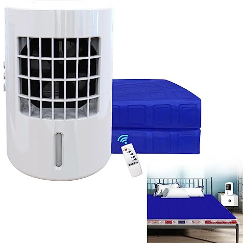 BrightFootBook Cooling Mattress Topper -12V 8W Summer Bed Cooler Hot Sleepers -Water-Cooling System for Bed, Air Conditioning Fan + Cooling Pad,140x160cm