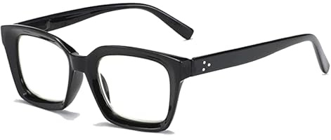 Hubeye Grandes lunettes de lecture carrées noires pour homme et femme Charnière à ressort Grande taille Anti-lumière bleue Lunettes de lecture avec housse en tissu 3,50