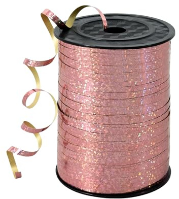 450m Geschenkband Rose Gold 5mm Breit,Kräuselband Geschenkbänder Schleifenband Glitzer Metalldraht Ballonband Ringelband,Dekoband Weihnachten Neujahr Geburtstag Geschenkverpackung Ballonverschlüsse