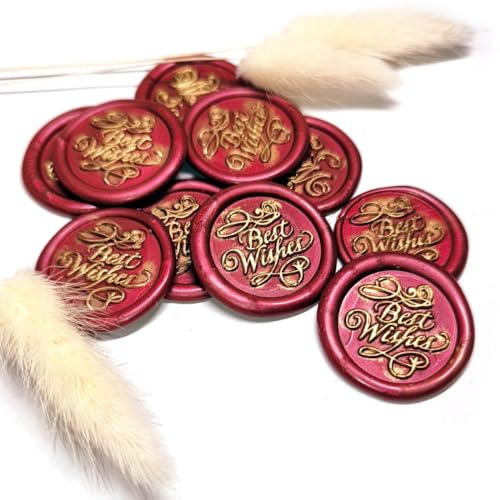 Handgefertigte selbstklebende Wachssiegel-Aufkleber für Geschenkdekoration – BestWishes Wachs-Umschlag-Siegelaufkleber für Einladungen, Partyzubehör, Geschenkverpackungszubehör (20 Stück/Set)