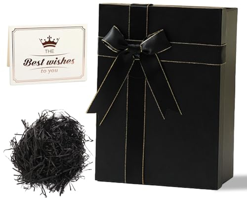 Geschenkbox mit Deckel Geschenkverpackungskasten mit Grußkarten Geschenkschachtel mit Schleife Gift Box Geeignet für Vatertag Muttertag Weihnachten Ostern Valentinstag und Geburtstagsverpackung