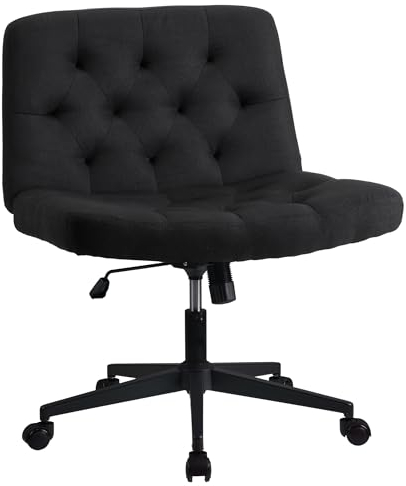 WangPangzi Armloser Bürostuhl mit mittlerer Rückenlehne, Breiter Schreibtischstuhl aus Stoff,höhenverstellbare Gaming Stuhl, Schlafzimmer Dressing Stuhl(Schwarz)