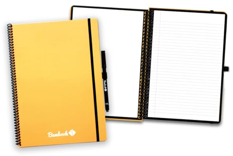 BAMBOOK Colourful Notizbuch - Gelb - A4 - Blanko & Liniert - Wiederverwendbares Notizbuch, Notizblock, Reusable Notebook, Löschbares Whiteboard-Notizbuch