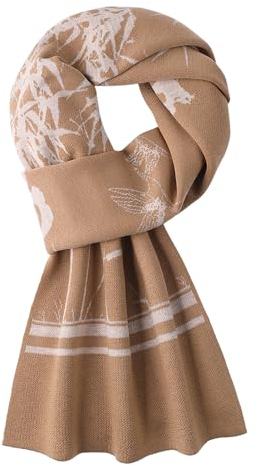 WANYING Herbst Winter 6% Wolle Herrenschal Gestrickter Schal Strickschal Wolleschal für Herren Mode Schick Casual Business - Bamboo Pattern Khaki & Beige