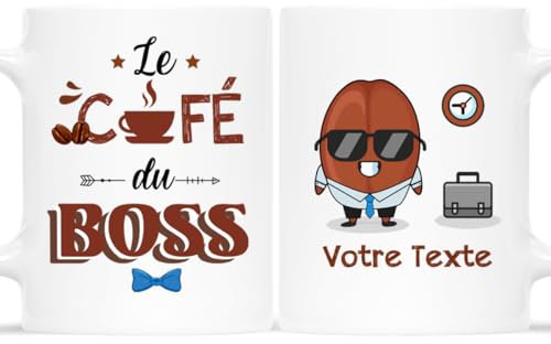 CADEAU PLUS Mug Personnalisé Prénom - Le Café Du Boss - Cadeau Humour pour Patron, Tasse Humoristique, Mug Drôle Homme, Directeur, Chef