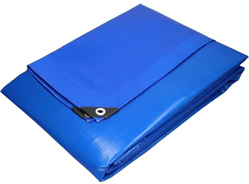 LoviStore Telo Occhiellato 4x5 mt 280 gr/mq Pesante Blu Impermeabile Esterno Telone per Coprire Multiuso Rinforzato Antistrappo Campeggio Piscina Oscurante Sole, Occhielli Anelli in Metallo Protezione