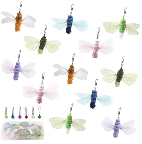 SONGWAY Repuesto de juguete de varita para gatos, 12 repuestos de juguete de insectos para gatos, accesorios de varita teaser, juguetes masticables, juguetes interactivos para gatos y gatitos de