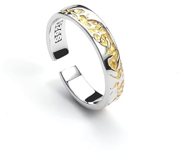 AILYFIRMO Kreativer Ring mit Retro-Crackle-Muster, Trendiger Ring aus Schwarzgold, offener Verstellbarer Herrenring, stilvolle Schmuckgeschenke für Männer