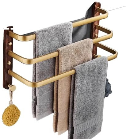 LXYDJPW Clothes Rail Light Luxury Gold Solid Wood Three Tier Towel Bar Bath Rack Bathroom Shelf Bathroom Hanging Rod Holder Accessories Steel Closet Rail(TB-30150-2)