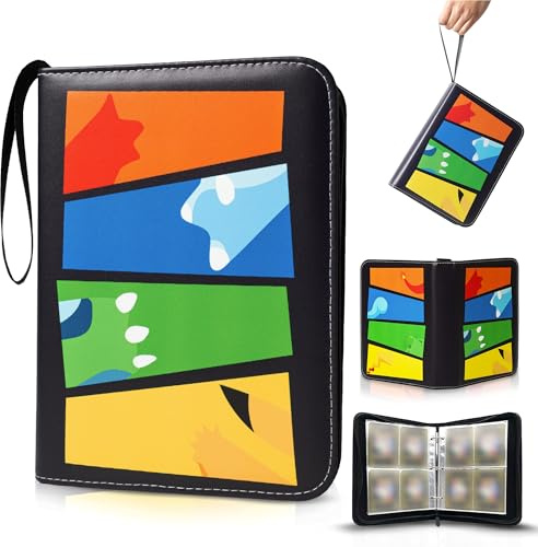 Album cartas coleccionables capacidad 480 - Archivador cartas con bolsillo lateral - Álbum cromos coleccionables - Clasificador de cromos - Archivador con cremallera y bolsillo lateral - Card Binder
