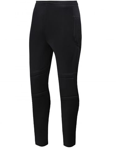 Miaeowve - Pantalones de portero para niños, fútbol, largos, acolchados, elásticos, pantalones de entrenamiento, pantalones de protección para guardametas, ropa deportiva, negro A, 134-140