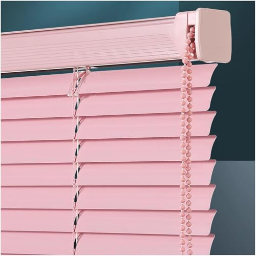 KOOEIN Aluminium Blinds for Windows,Horizontal Min Blinds & Shades,25mm Wide Slats Shutters,Indoor Blackout Aluminium Venetian Blinds,Anti-UV Waterproof Light Adjustment,Pink-55x150cm/21.7x59in