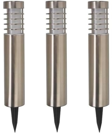 Marco Paul Set of 3 Orion Garden Lights Solar Powered Stainless Steel Outdoor Lighting 20L Large Bollard Solar Lights Outdoor Garden Waterproof Ideal for Flowerbeds Borders Driveway Pathway Lighting