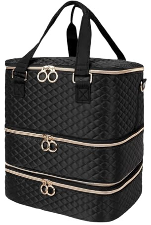 Zjyufy Nail Polish Organizer Bag Holds 84 Bottles Double Layer Nail Polish Storage Bags Nail Lamp Kit Supplies Carrying Case (Bag Only), Black